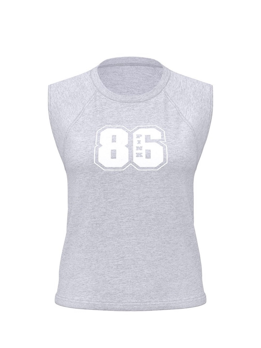 VS PINK Women’s Sleeveless Athletic Tank Top with '86' Print - Light Gray🩶